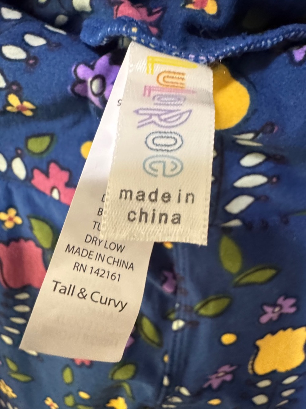 Worn once LuLaRoe TC Floral Leggings in Navy Blue spring & summer floral print - Picture 5 of 9